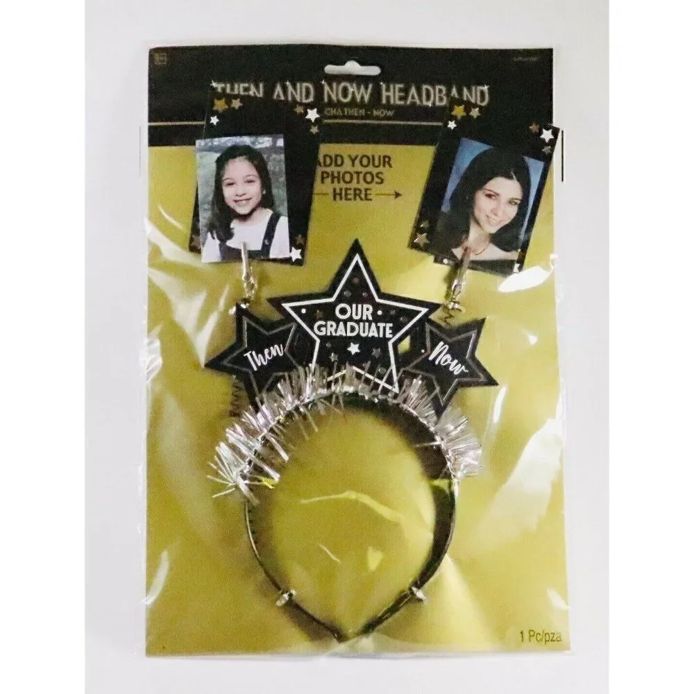 Graduation Then and Now Headband Customizable Celebrate Photo Prop Party Memory